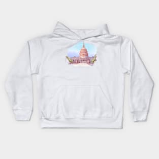 Panorama of the US Capitol. Painted Sketch isolated on white background. EPS10 vector illustration. Kids Hoodie